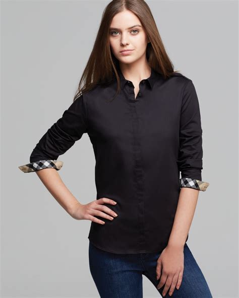 burberry black button down|Burberry button down shirt women.